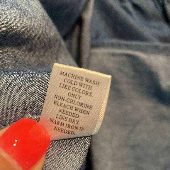 G Kale Blue Denim Chambray Button-Up Dress petite medium - Picture 9 of 9
